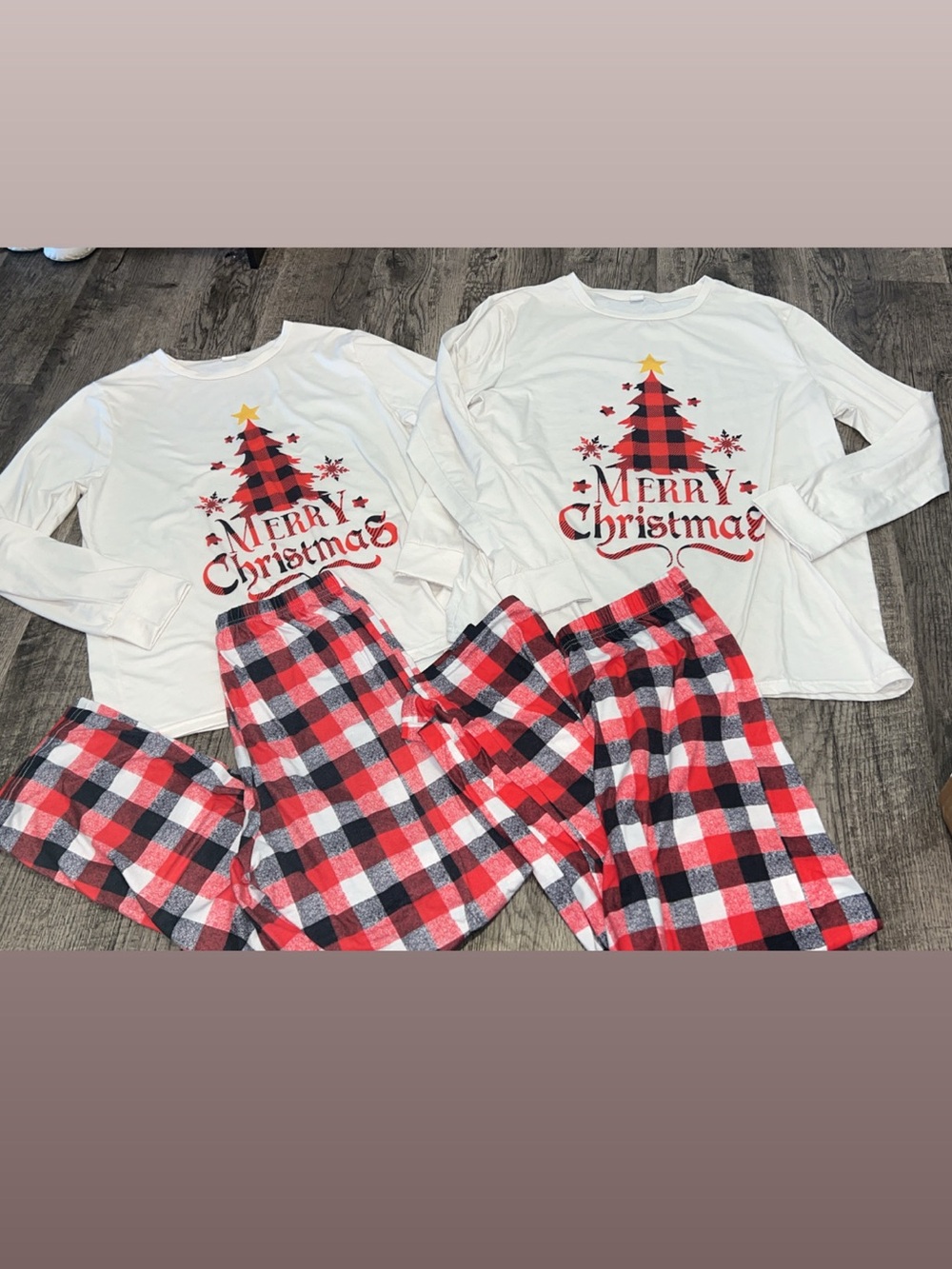 Amazon Women’s White & Red Plaid Christmas Pajama Set